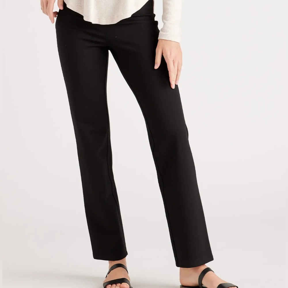 Quince Ultra Stretch Ponte Straight Leg Black Pants